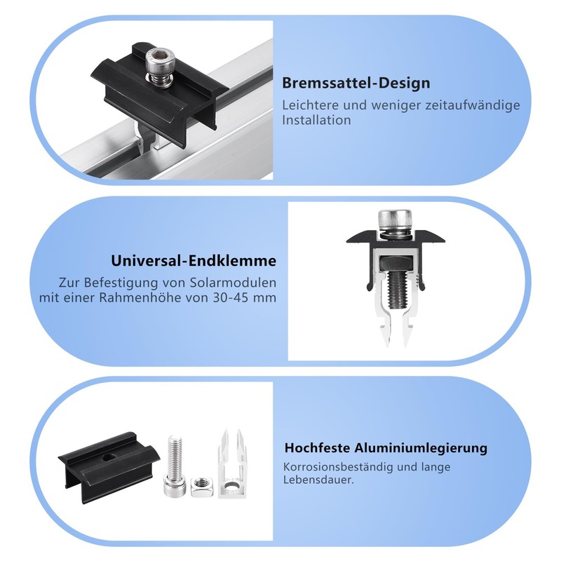 Mounting Solar Panel Bracket End Clamp Centre Clamps Adjustable, Brake