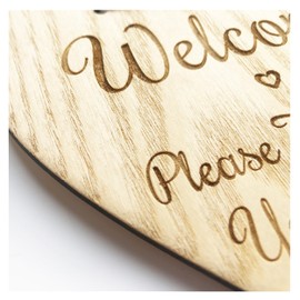 Welcome Please Take Off Your Shoes Wooden Heart Plaque Sign House Warming Present
