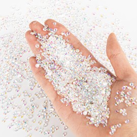 Duflash 50000 Pcs Clear AB Resin Flatback Rhinestone, 3 mm Jelly Resin Non-hotfix Rhinestones Larger Quantity Wholesale for Crafts DIY Design, Tumblers, Clothes, Makeup, Nail Art（SS 12,0.12 inch