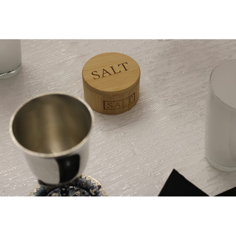 Dependable Industries Natural Bamboo Salt Cellar with Swivel Locking Magnetic