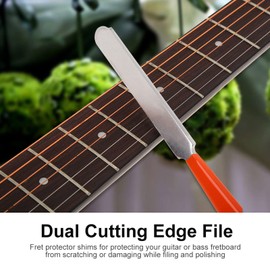 Guitar Fret File, Guitar File Set Guitar Fret Crowning Luthier File Nut Slotting Set Electric Tool Kit Tapered Files Double Edge Grinding Protectors DIY Repair Part for Guitar Bass Tool