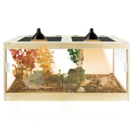 Goldshire 30 Gallon Bearded Dragon Tank, 32 * 16 * 16 Inch Reptile Tank, Lizard Terrarium with Sliding Door & Top Screen Ventilation, Suitable for All Types of Reptile, Snakes, Hamsters,