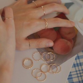 포포제니 여성 데일리 레이어드반지 20종 세트 Popo Jenny Women's Daily Layered Ring 20-Piece Set [Rose gold]