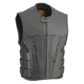 Milwaukee Leather Men's Bullet Proof Look Swat Vest w/Single Panel Back & Dual Inside Gun Pockets MLM3500 (US, Alpha, X-Large, Regular, Regular, Black)