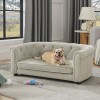 Pet Sofa with Arc-shaped Backrest and Armrests, Contemporary Rectangular Pet