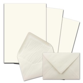 25 x Letter Paper Sets A4 with C6 Lined Envelopes, Wet Seal, Natural White, Matte Writing Paper and Envelopes with White Silk Lining