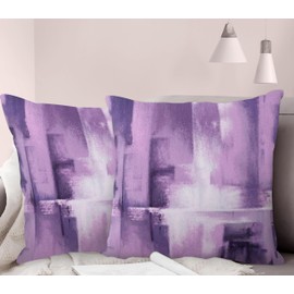 Purple Abstract Pillow Covers 20x20 Abstract Rust Art Painting Decorative Throw Pillowcase Modern Artwork Square Couch Cushion Cover for Living Room Sofa Accent Home Decor, Set of 2