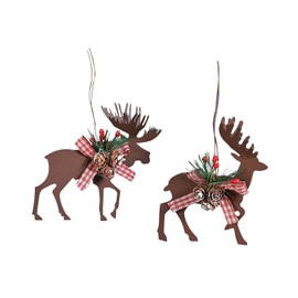 Metal Die Cut Moose & Deer Christmas Ornaments (set of 6)