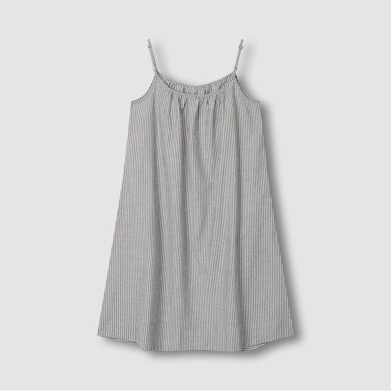 JAJU [JAJU] Women's Cotton Seersucker Sleeveless Pajama Dress_Dark Charcoal