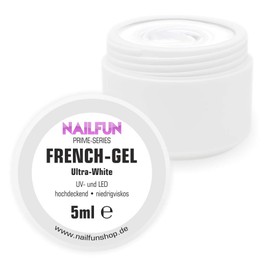 Nailfun French Gel Ultra White 5 ml High Coverage Low Viscosity UV and LED Gel Nail Gel HQ Prime Series [1 x 5 ml]