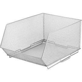 Ybmhome Mesh Stacking Bin Silver (SOLD AS 1 BIN) Storage Containers Pantry Organizers Great for Food, Crafts, Cleaning or Pantry Items 1613(Large 15x11x8).