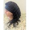 XSY Women's Human Hair Wig 18" Curly with Headband Black