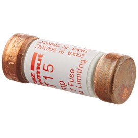 Mersen A6T Fast Acting/Class T Fuse, 600VAC/300VDC, 200kA AC/100kA DC, 15 Ampere, 9/16" Diameter x 1-1/2" Length