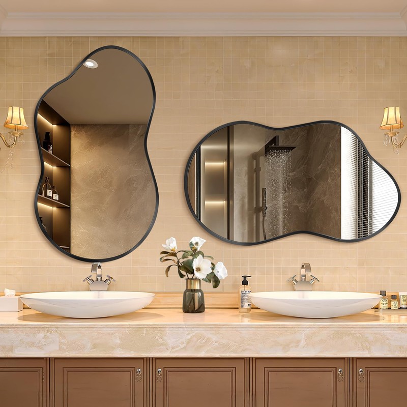 Dorlicecass Irregular Wall Mirror - Wall Mirrors Decorative 20"x36" Black