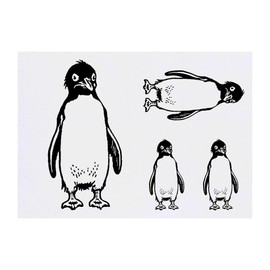 4 x 'Rockhopper Penguin' Temporary Tattoos - Water Resistant, Skin-Safe, Non-Toxic Transfers, Mixed Sizes (TO00071542)