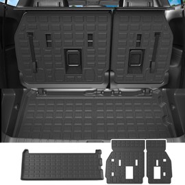 powoq 3rd Row Cargo Mat Compatible with 2021-2025 Toyota Sienna Trunk Mat Backrest Mat TPE Cargo Liner Replacement for 2021 2022 2023 2024 2025 Toyota Sienna Accessories(Trunk Mat+Backrest Mat)
