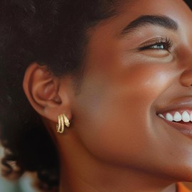 Ross-Simons 1.10 ct. t.w. CZ and .20 ct. t.w. Simulated Emerald Snake C-Hoop Earrings in 18kt Gold Over Sterling