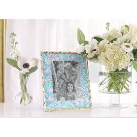 Lilly Pulitzer 5x7 Picture Frame, Decorative Photo Frame for Tabletop, Bamboo Metal Frame with Glass Front, Soleil It On Me