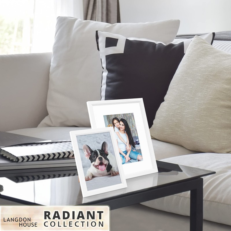 Langdon House 7x5 Picture Frames (White, 3 Pack), Modern w/Bevelled