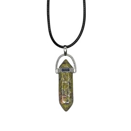 VIE VIE Double Point Pencil Pendant, Black String (Unakite)