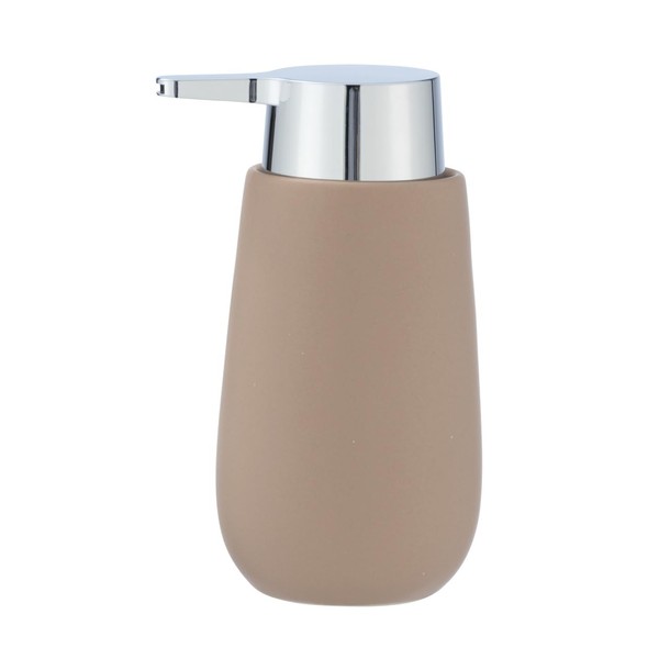 WENKO Badi Liquid Soap Dispenser 0.32 L, Ceramic, Sand, 16 x 8 x 9.5 cm