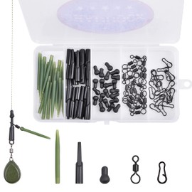 SHADDOCK Carp Fishing Accessories Tackle Box Kit Running Rig Rubber Chod Rigs Clips Connector Anti-Tangle Sleeves Carp Fishing Terminal Tackle(100pcs/box)