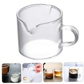 Ipetboom 2pcs Transparent Double Mouth Glass Cups for Milk Coffee Household Tea Cups Smooth Body for Afternoon Tea