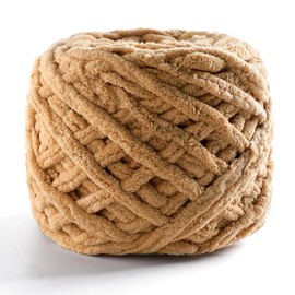 Chunky Chenille Yarn for Crocheting, Fluffy Baby Blanket Yarn for Crochet Sweater Shawl Scarf Gloves, Super Soft Amigurumi Plush Yarn 74 yds/3.5 oz (Khaki)