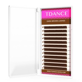 TDANCE Dark Brown Lash Extensions Colored Lash Extensions 0.03/0.05/0.07/0.1/0.15mm C/CC/D/DD/J/B/L Curl Premium Brown Eyelash Extensions Salon Use (Dark Brown,0.05-CC,8-15mm)