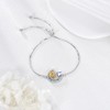 925 Sterling Silver Moon and Sun Star Adjustable Link Bracelet