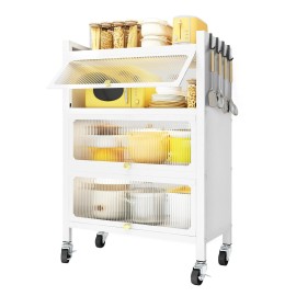 Unbranded 4 Tiers Storage Cabinet Kitchen Appliance Cabinet Kitchen Pantry - White