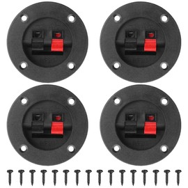 Xiatiaosann Speaker Box Terminal Cup, 2 Position Round Stereo Cup Connector Binding Post Cable Terminal Cup for Home Audio Speaker (4 Pack, 2.95 inch)