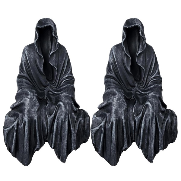 2PCS Halloween Decorations, Resin Statue Gothic Decor, Fits On Sturdy