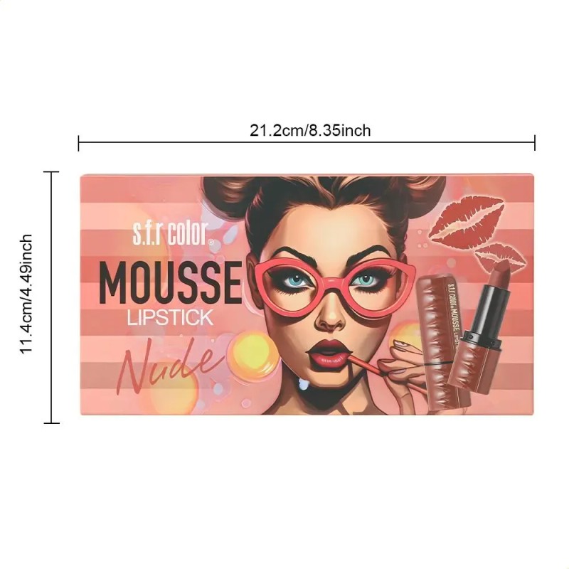 Set De 6 Lápices Labiales, Textura Mate Y Sedosa, De