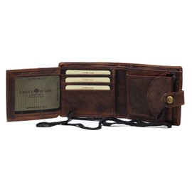 Greenburry Geldbörse zum Umhängen Leder Geldbeutel braun | 14x10,5x2,5cm