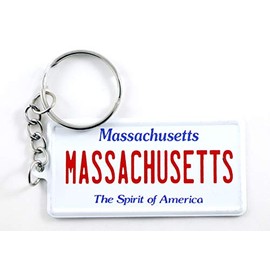 Massachusetts License Plate Aluminum Ultra-Slim Rectangular Souvenir Keychain 2.5" X 1.25"x 0.06"
