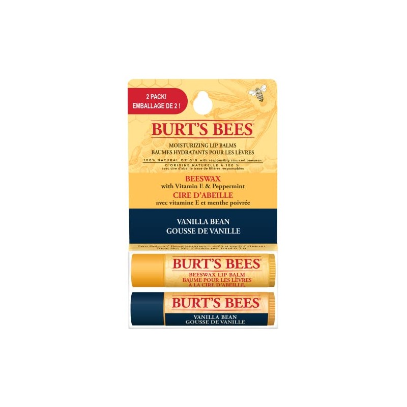Burt’s Bees® Beeswax & Vanilla Bean Lip Balm 2 pack,