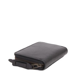 Avilex AX9104 Italian Leather Round Mini Wallet with Round Zipper, black (10)