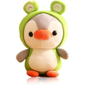 Cute Duck/Penguin Stuffed Animal in Costume Adorable Plushies Wearing Outfit Plush Toys Great for Kids and Lovers,Stuffed Penguin Animals 10 Inch (Frog)