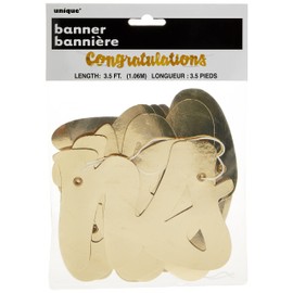 unipue congruations metallic banner 106cm gold