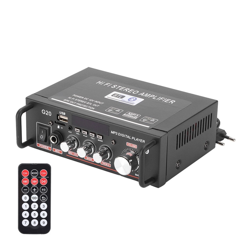 2 Channel Power Amplifier Mini Bluetooth USB/FM Smart Digital with