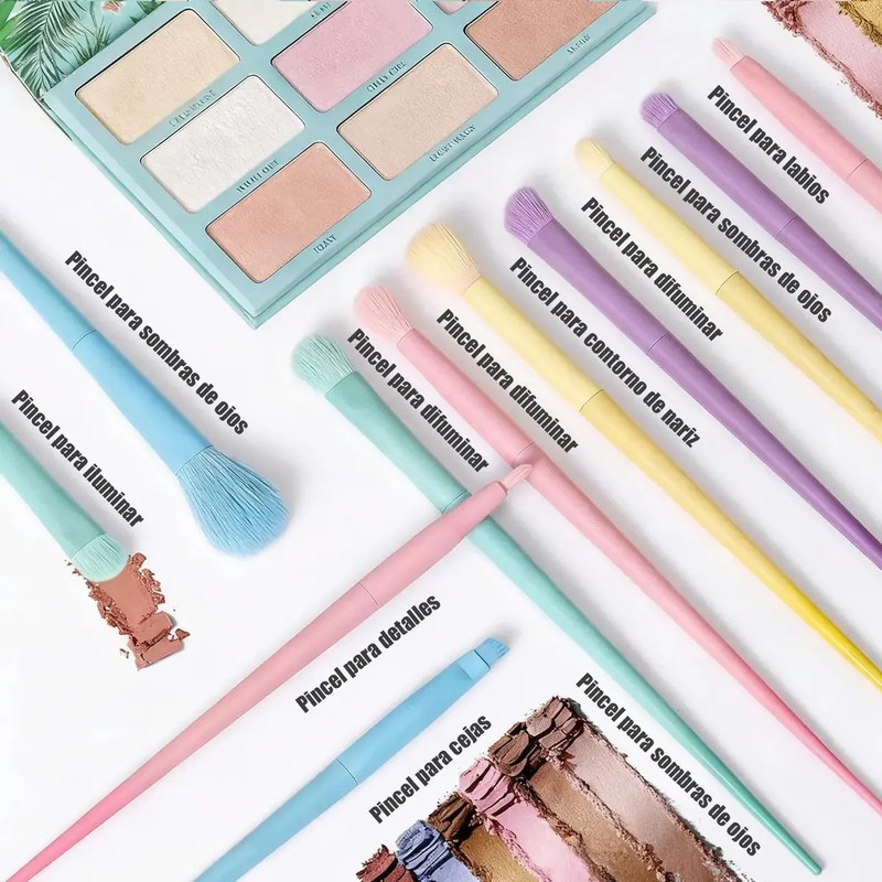 Juego De Brochas De Maquillaje Profesional De 17 Piezas Color