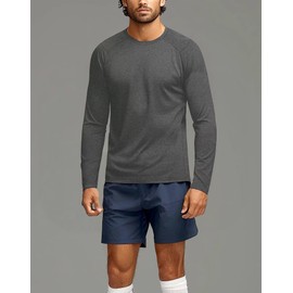 Mens Long Sleeve Thermal Shirts Running Sport(Charcoal,S)