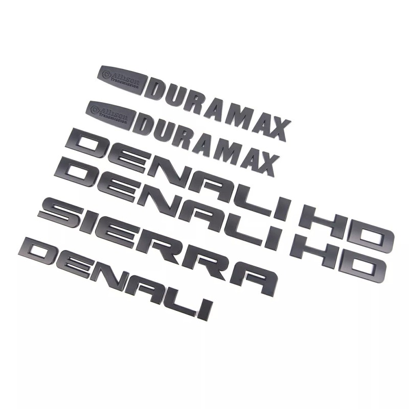 GM 6PCS 2011-19 Matte Black GMC Sierra Denali Emblem Duramax