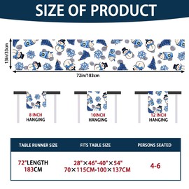 Heirloom Haven Winter Table Runner, Christmas Cute Blue Snowman Ice Cream Snowflake Tree Decorative Winter Seasonal Table Runner for Farmhouse Kitchen Dining Indoor Home Party Decorations 13x72 inches