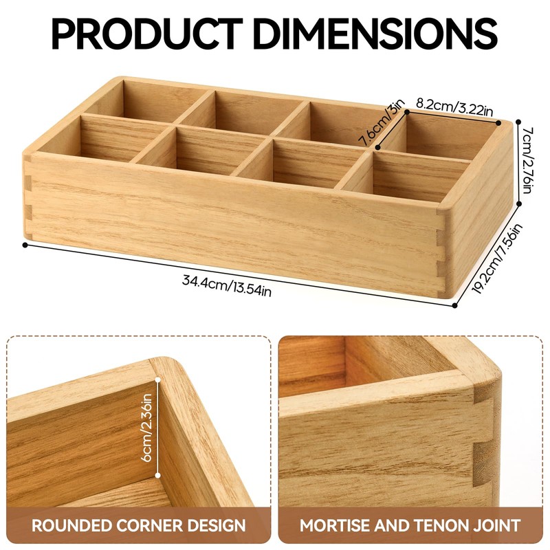 KIRIGEN Wood Tea Bag, Coffee Bag Storage Box, 8 Compartments,