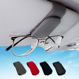 tobenbone Sunglasses Holders for Car Sun Visor, Magnetic Leather Eyeglass Hanger Ticket Card Clip, Universal Car Interior Visor Accessories for Cars SUV Truck (Gray)