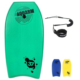 LightZon Bodyboard with Wrist Leash, 33-inch/37-inch/42-inch Lightweight Body Board with EPS Core and High-Speed Slick Bottom Surface, Perfect Surfing for Kids Teens and Adults