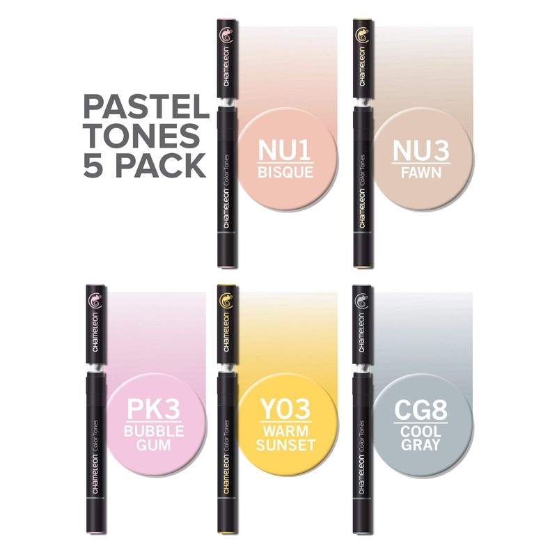 Chameleon Light Pastel Tones Set of 5 Pens Double Ended