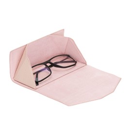 Solo Pelle Foldable Glasses Case Genuine Leather Portable Glasses Box Folding Glasses Case with Magnetic Closure Sunglasses Case for Men Women Children, Pink (nude pink)